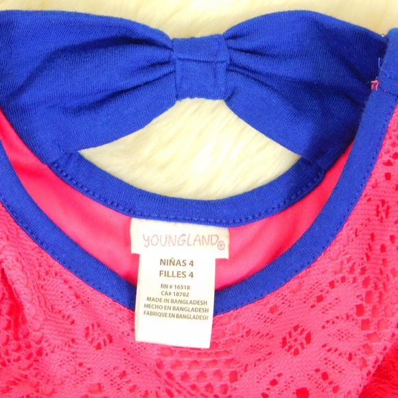 Youngland Girls size 4 Pink Lace Floral High Low Summer Dress NWT - Picture 7 of 8